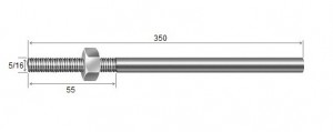 Haste Telha + Porca 5/16 x 350 R55 mm Zincado Branco - 10 peas